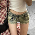 New Woman Designer Low Waist Punk Jeans Girls Aesthetic Elastic High Street Mini Pants Female  Nighub Summer Denim Shorts. 