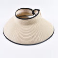 Summer Empty Top Straw Hat For Women Foldable Wide Large Brim Bowknot Sun Hat Travel Beach UV Protection Caps.