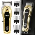 VGR V-680 Professional Salon series cordless Hair Clipper LED Display, Stainless steel Blades, USB Charging cable 4 Guide Comb, Taper Lever Adjustments Runtime: 200 mins, 2000 mAh Li-ion Battery, Gold |. 