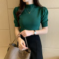 Blusas Mujer De Moda 2023 Verano Short Sleeve White Knitted Sweater Women Pullovers Women Tops Knit Women Sweater Sweaters G03. 