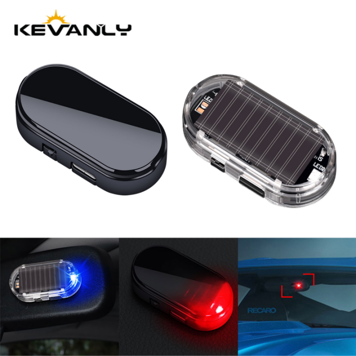 1pc Car Fake Security Light Solar Powered Simulated Dummy Alarm ...