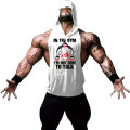 Summer men's cool printed pattern fitness sweat absorbing cool and fashionable gym muscle tight fit comfortable hooded vest.