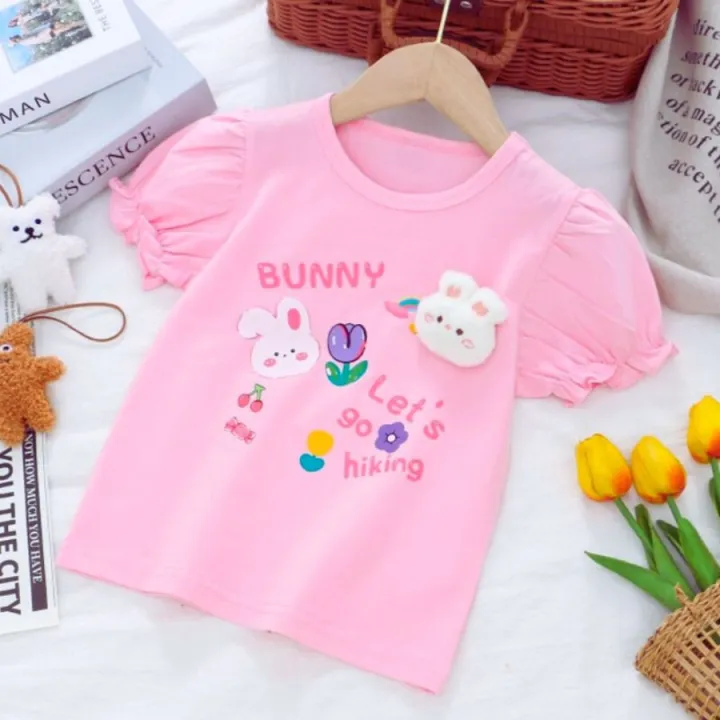 Children's%20Summer%20Short%20Sleeve%20T-Shirt%20For%20Girls%202025%20New%20Fashion%20T%20Shirt%20With%20Cute%20Bunny%203D%20Plush%20Rabbit%20Design%20Casual%20Top%20-%20Image%202