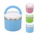 Insulated Food Container, Thermal Insulation Bento Box 1 Layer Portable Insulated Stainless Steel Lunch Box Waterproof Stackable Food Container with Replacement Handles. 