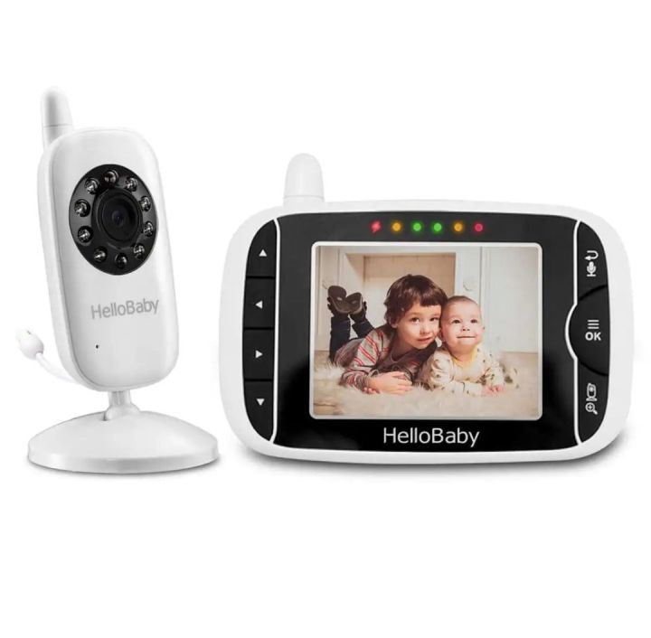 HelloBaby HB32 3.2 Inch Digital Wireless TFT LCD Video Baby Monitor with Digital Camera Night Vision Temperature Monitoring and 2-Way Talkback System (White)