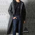 Black Fashion  Waterproof Long Raincoat Women Men Rain Coat Hooded For Outdoor Hiking Travel Fishing Climbing Thickened. 