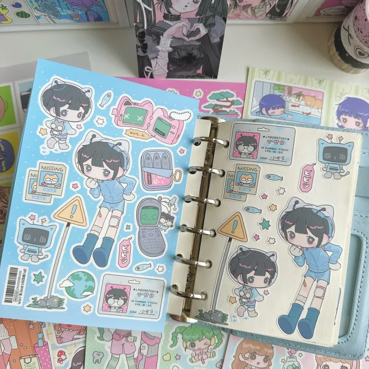 Korean%20Stickers%20Cute%20Sweet%20Cool%20Japanese%20Shibuya%20Girl%20Stickers%20Kawaii%20Character%20Stickers%20Handbook%20Diary%20Scrapbook%20DIY%20Stickers%20-%20Image%202