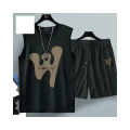 2024 Summer Men Clothing Harajuku Breathable Fashion Sportswear Basketball Suit Casual Short-Sleeved T-Shirt + Shorts 2-Piece. 