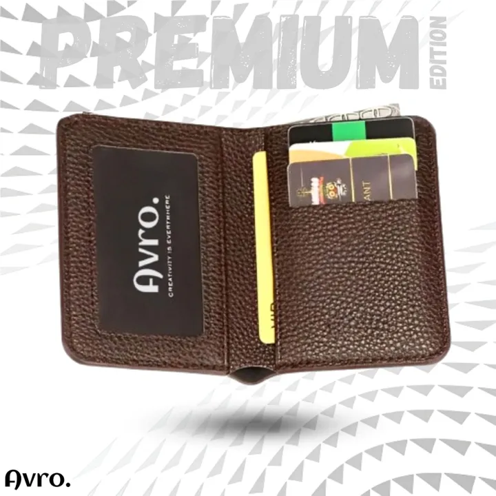 Avro Men's Soft PU Leather Business Wallet Multi-Card Slot With ID Holder Solid Color Travel Money Bag For Men