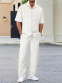 (Shirt+Pants) 2024 Summer  Men Fashion Classic Shirt men Business Casual Shirts Men A Set Of Clothes. 