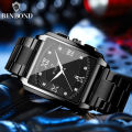 BINBOND B4143 Top Luxury Big Dial Men Watches Square Quartz Stainless Steel Waterproof Sport Automatic Date Business Men Watches. 