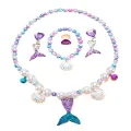 5pcs Girls Jewelry Sets Mermaid Pearl Necklace Bracelet Ring Earring Set Kids Toy Children Princess Dress Up Fashion Accessories. 