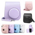 For Film Camera Bag for Instax Mini 11 9 8 Camera Case PU Leather Soft Silicone Cover Bag with Shoulder Strap.
