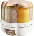 Automatic Plastic 360 Degree Rotation Cereal Dry Food Rice Grain Storage Dispenser Box , with Measuring Cup ,6 kg. 