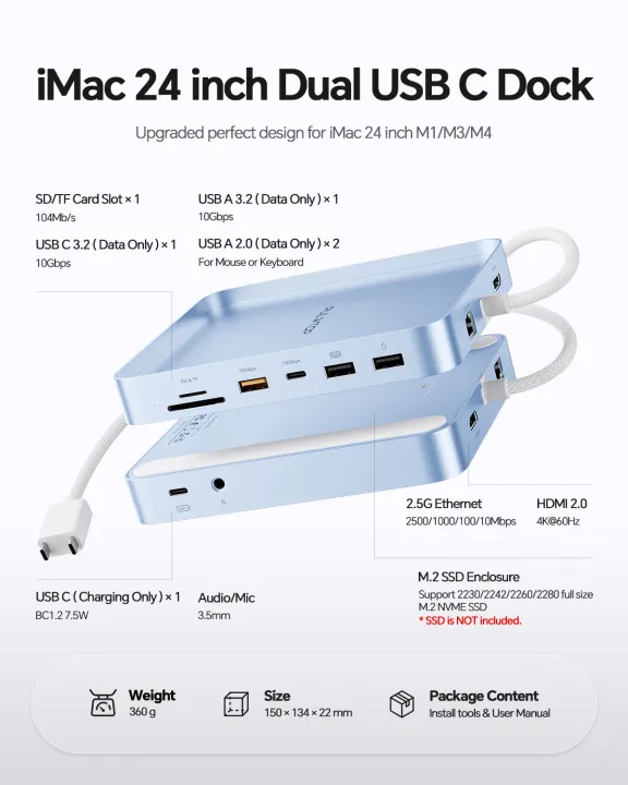 PULWTOP%20Upgraded%2011%20in%201%20USB%20C%20Hub%20for%20iMac%2024%20inch%20USB%20Hub%20M1%20M3%20M4,%20Support%20M.2%20SSD,%204K%20HDMI,%20Ethernet,%20USB%20A/C%2010Gbps,%20SD/TF%20-%20Image%202