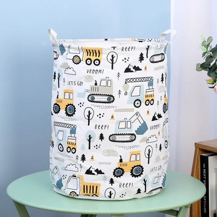 Children Toys Storage Bucket Large Cute Storage Basket Cartoon Print Clothes Organizer Baskets Foldable Household Laundry Bag