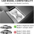 Center Console Cup Holder Inserts For Tesla Model 3 2024-2026 Highland Model Y 2026 Juniper Center Console Liner Coasters Mat. 