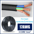 Electric Pure Copper Wire 3 Core 17AWG 1mm2 Double Layer PVC Insulated Flexible AC Cable TUV Silicone  1/2/3/5/10meters. 