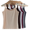 Summer Knitted Ribbed Camisole for Women with Lace Trim, Slim Fit, Suitable for Outerwear or as a Base Layer. 