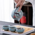 Ge Kiln Ceramic Tea Pot and Tea Cup Handmade Chinese Style Ice Crack Teapot Teacup Household Kung Fu Tea Set Chinese Tea Set. 
