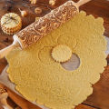 Arjmide 35X4.5CM European Retro Flower Window Grilles Deep Engraved Wooden Embossed Cookies Rolling Pin for Baking 3D Mold ZM006. 