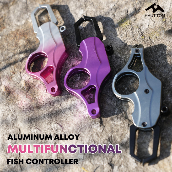HAUT TON 1pc Aluminum Alloy Fish Controller Black Pink Purple Lightweight Fish Gripper Portable Fishing Enthusiast Accessories