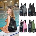 Drawstring Beach Storage Bag Sports Backpacks Basketball Bag Men Women Beach Backpacks Summer Swim Rucksack Mesh Sports Bag. 