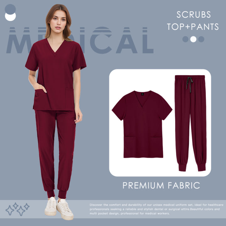 Men%20Women%20Jogger%20Suit%20Doctor%20Dentist%20Overalls%20Medical%20Nurse%20Surgical%20Uniforms%20Solid%20Color%20Pockets%20Elastic%20Quick-drying%20Top+pants%20-%20Image%207