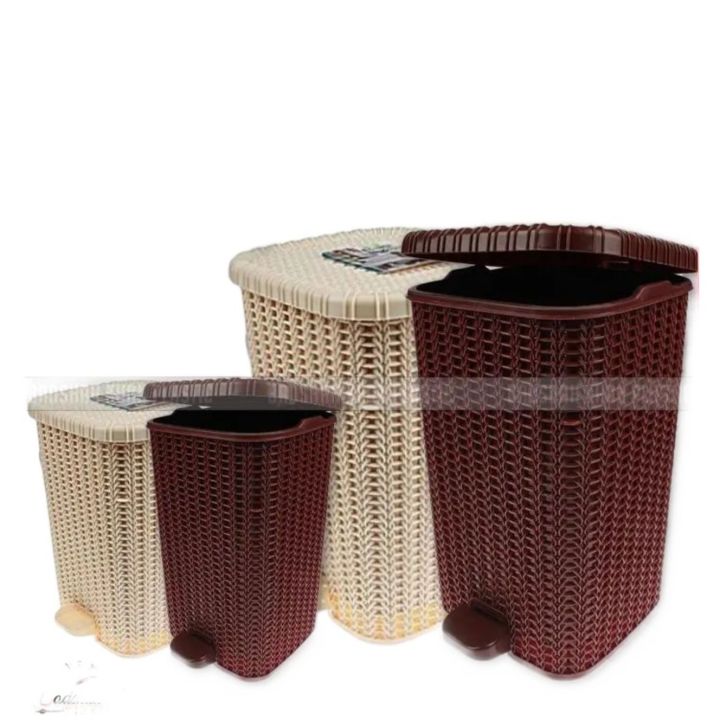 High Quality Knit & Knot Design Luxury Paddle Bin For House & Office Use - Premium Knit & Knot Design Luxury Paddle Bin - BPA Free Plastic Good Material Paddle Dustbin