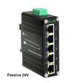 Mini Industrial Passive 24V 5 Ports PoE Gigabit Switch, IEEE 802.3az, 10/100/1000Mbps Ethernet Switch, Din Rail Mount. 