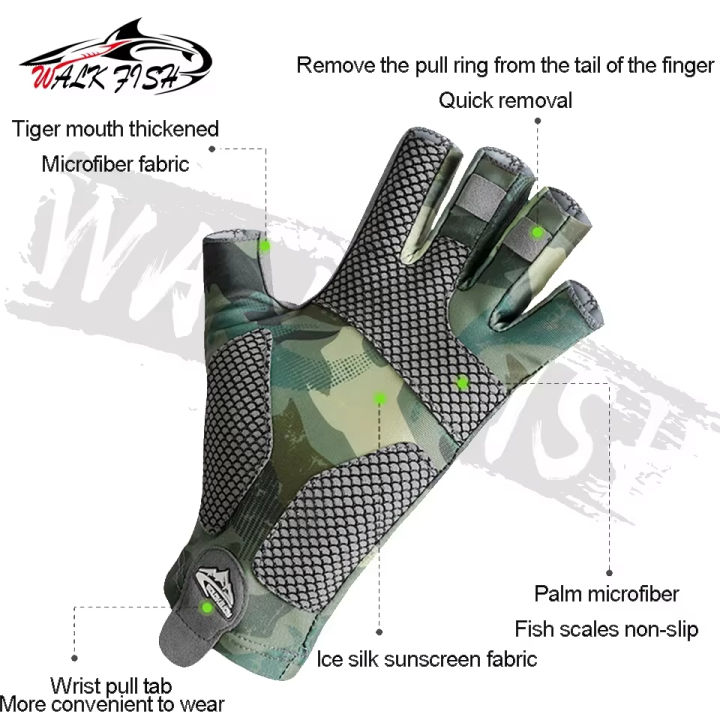 WALK%20FISH%201%20Pair%20Summer%20Fishing%20Gloves%20Half%20Finger%20Breathable%20Quick-drying%20Protection%20Profession%20Outdoor%20Sport%20Fishing%20Anti-slip%20-%20Image%204