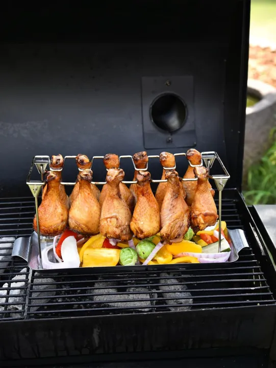 Chicken%20Leg%20Rack%20for%20Grill%20with%20Drip%20Tray-%2014%20Slots%20Chicken%20Wing%20Rack-%20Premium%20Stainless%20Steel%20Chicken%20Drumstick%20Rack%20for%20Smoker%20-%20Image%202