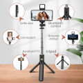 Wireless Selfie Stick Tripod Stand with Light Bluetooth Remote Extendable for iPhone Mobile Phone Tk Live Streaming. 