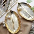 Golden Leaf Jewelry Plate Storage Plate Key Plate Creative Decoration. 