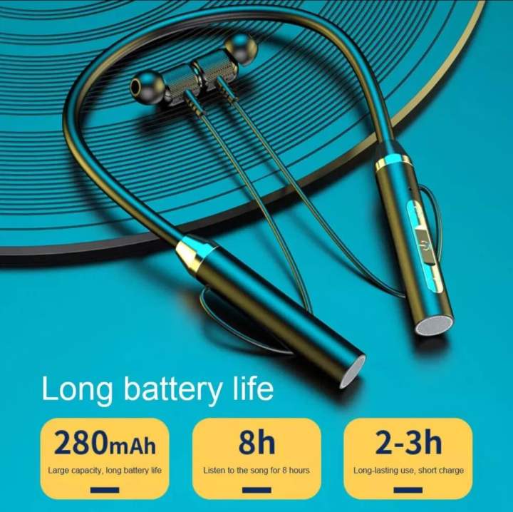 Misuli Neckband Bluetooth Earphones Wireless with Mic, Noise Cancelling, Sport Design, 10 Hours Battery, Free Charging Cable