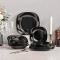 Luxury Black Marble 18-Piece Dinner Plate Set – 6 Rice Plates, 6 Deep Plates, 6 Quarter Plates, Premium Marble Dinnerware Set, Elegant and Sophisticated Tableware. 