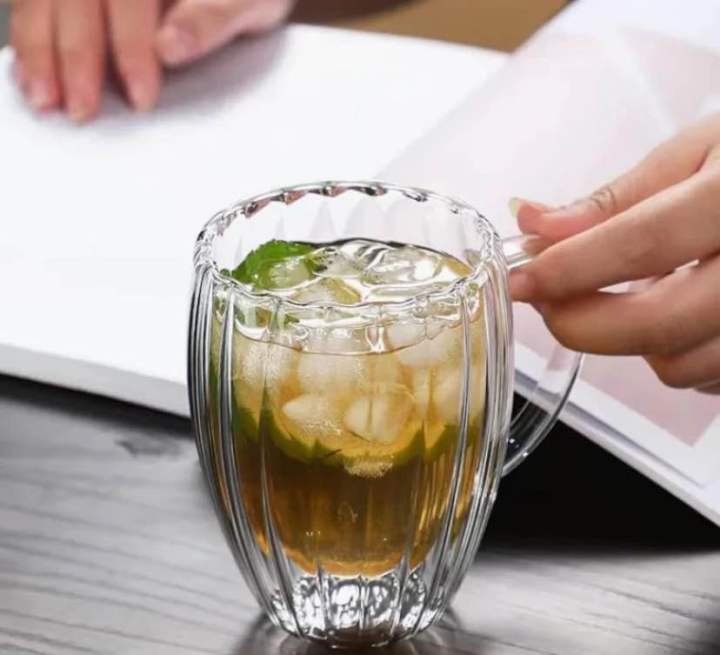 Coffee Heat Resistant Stripe Tea Water Cup New Heat-resistant Double Wall Glass Cup Espresso Coffee Cup Handmade mugs