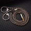 QKZ T1 KZ Wired Headphone Cord 8-Strand Silver Plated Upgrade Cord 0.75MM 2Pin HiFi Earphone Update Cable 3.5MM DJ Headset. 