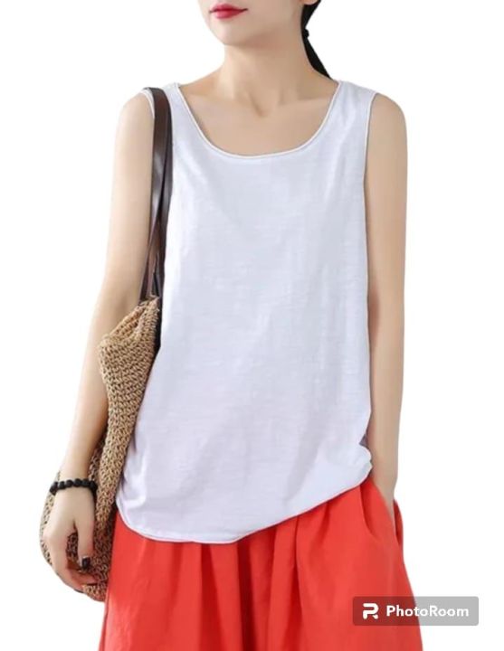Women%20White%20Plain%20Sleeveless%20Tank%20Top%20Casual%20Cotton%20Camisole%20-%20Image%204