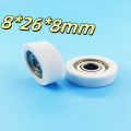 【Peace】1pcs 8*26*8mm  Covered Small Wheels, 608ZZ Bearings, Flat Rollers, POM  Covered Plastic Pulley Bearings. 