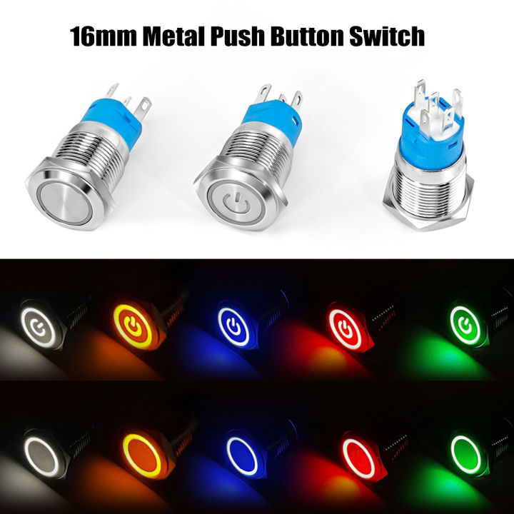 16mm Metal Push Button Switch Ring Lamp Power Symbol Waterproof LED ...