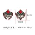Ethnic Vintage Zircon Earrings Bohemia Fan-shaped Red Green Crystal Stud Earrings For Women New Earing Earings Jewelry Kolczyki. 