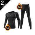 New men training sets, 2 sets elastic warm clothes, the gym running daily wearing, flexible and comfortable.