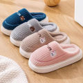 Parent child family cotton slippers, female winter couple home, indoor warm cartoon bear delicate plush slippers. 