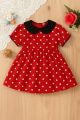 Stylish Black & White Polka Dot Dress for Girls – Classic Peter Pan Collar.