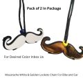 Mooch Moustache Pendant Keychain for Bike and Car Golden Black Stainless Steel Adjustable Chain. 
