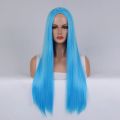 Synthetic Pink Long Straight Wig Middle Part Silky Soft Fashion Cosplay Party Costume Lolita Heat Resistant Daily Use. 