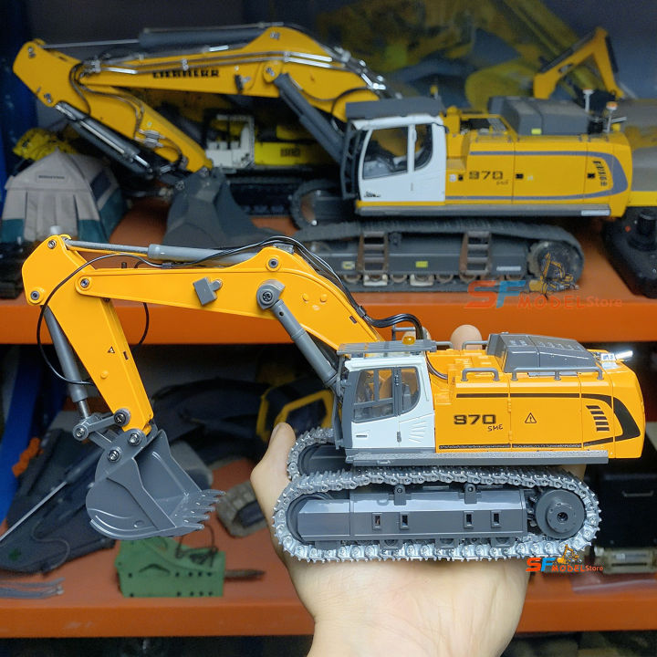 970 Mini Excavator 1/50 RTR RC Excavator Simulation Model with Light and Sound Desktop Remote Control Excavator Model Toy Gift