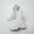 New Mid Calf Boots Women Autumn Winter Fashion Lace-up Ladies Chelsea Zipper Botas Mujer Boots Sports Platform Heel Ladies Shoes. 