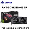 SOYO Original Radeon RX580 8G Graphics Cards GDDR5 Memory Video Gaming Card PCIE3.0x16 HDMI DP DVI for Desktop Computer AMD. 